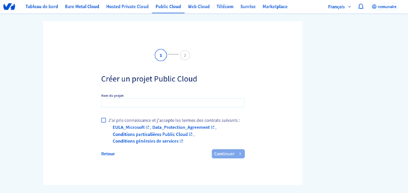 Créez un nouveau projet