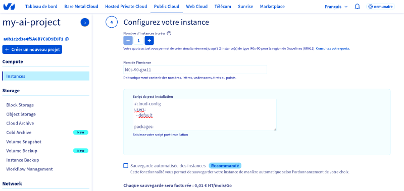 Le script de post-installation ajouté