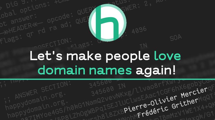 Let's make people love domain names again — cover slide